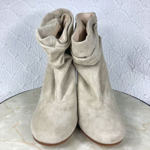 Chinese Laundry Slouchy Ankle Block Heels Booties 10 Beige Boho Western Bootie - Picture 3 of 12